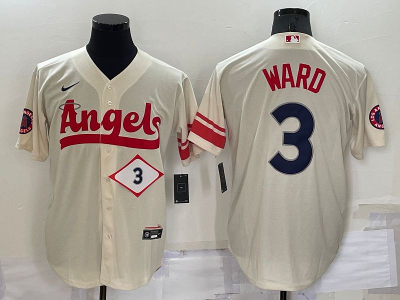 Men Los Angeles Angels 3 Ward Cream City Edition Game Nike 2022 MLB Jerseys